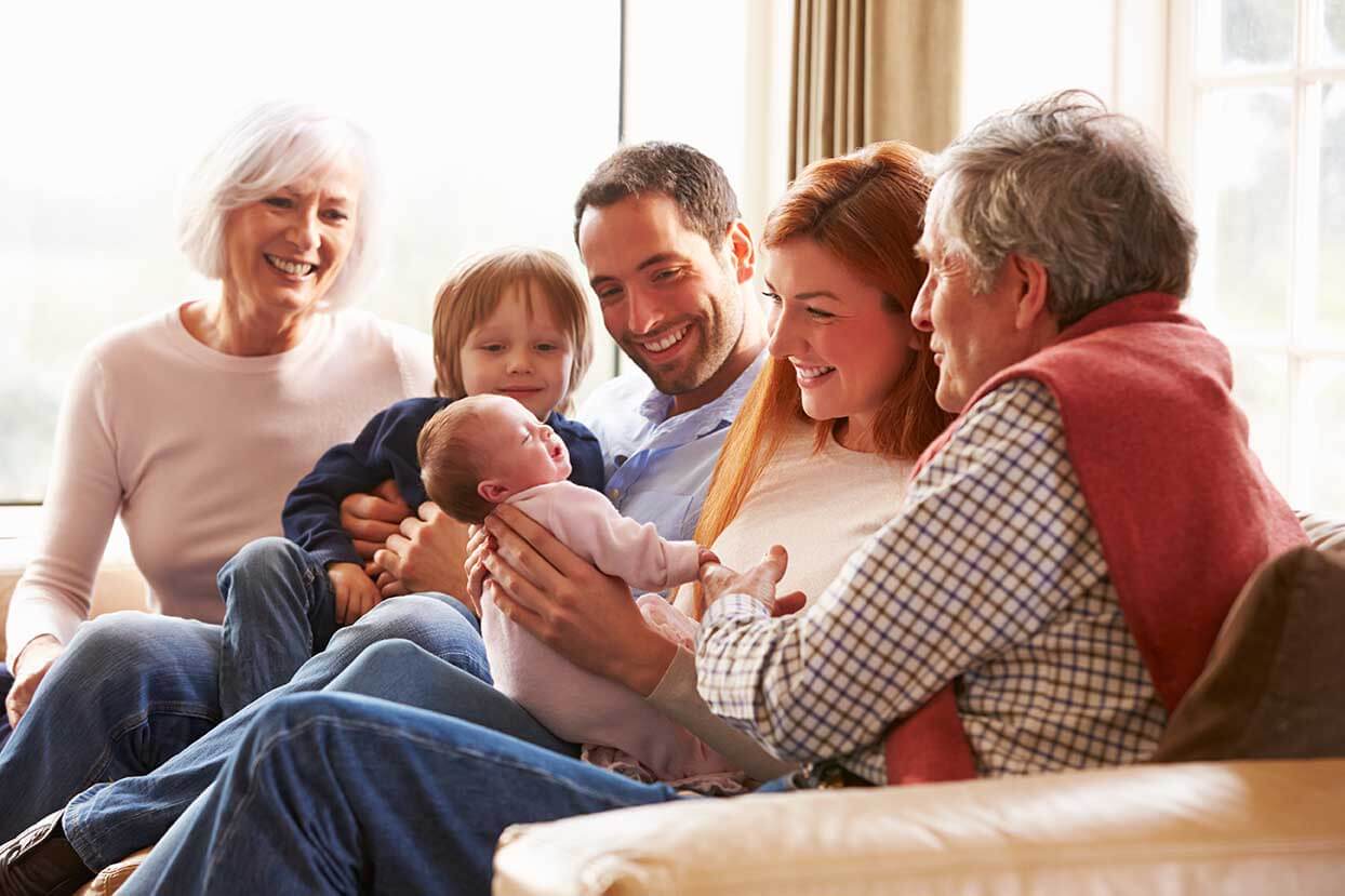 Multigenerational family smiling together